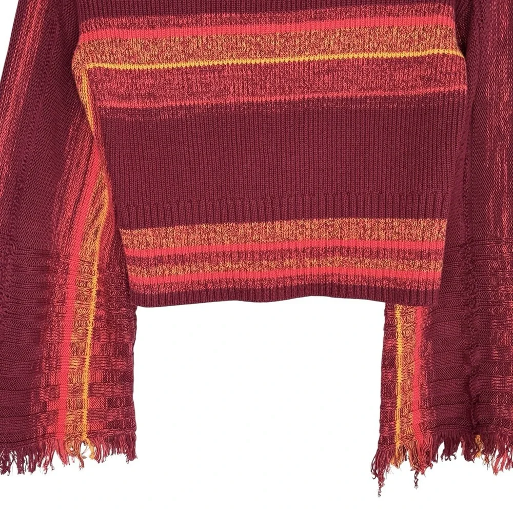 Free People Close To Me Boho Turtleneck Sweater XS Indie Crop Flare Sleve Stripe